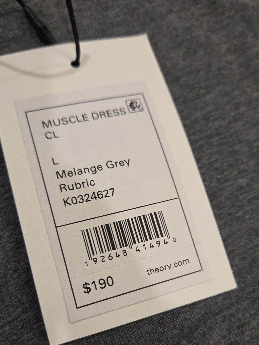Theory Muscle T-Shirt Dress Melange Grey Size L NWT $190 - Picture 3 of 9